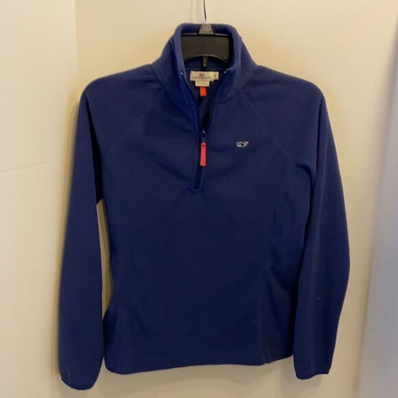 Xs vineyard vines navy 1/4 zipper fleece top jacket - Picture 1 of 4